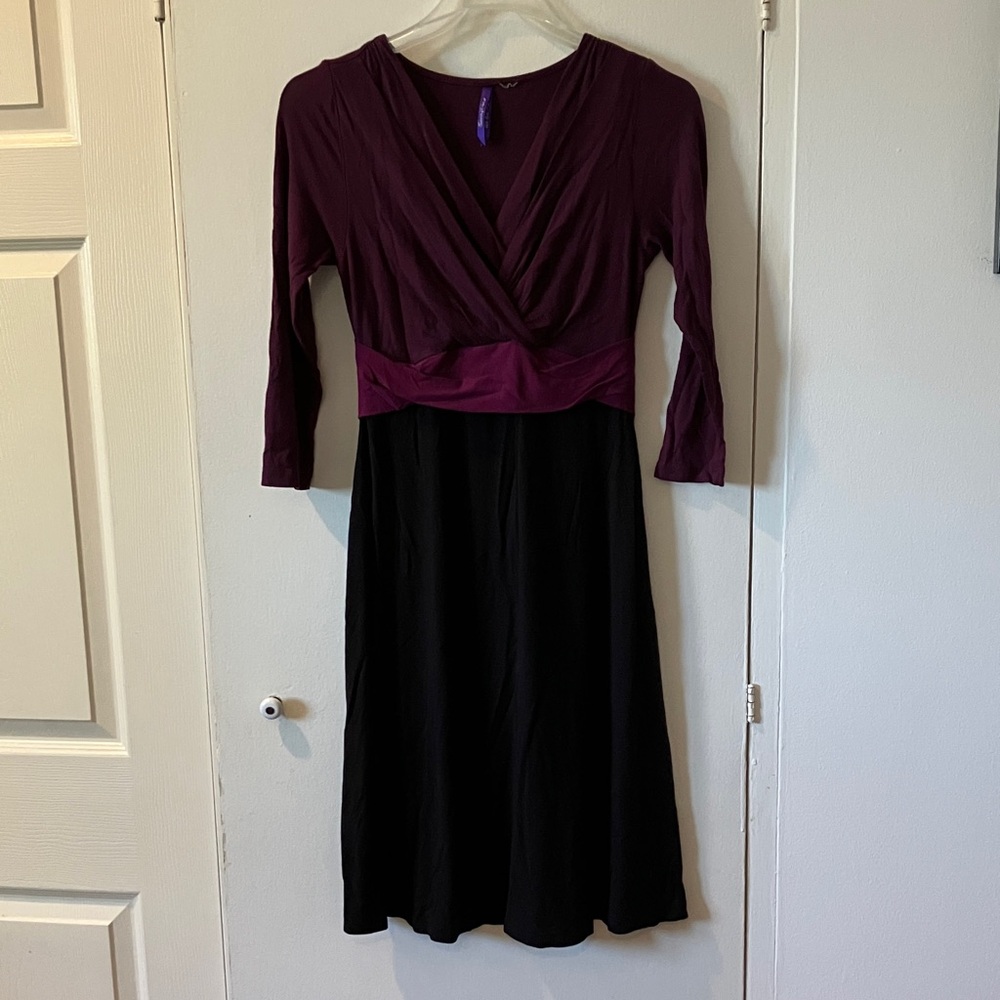 Seraphine Purple and Black color block NURSING dress